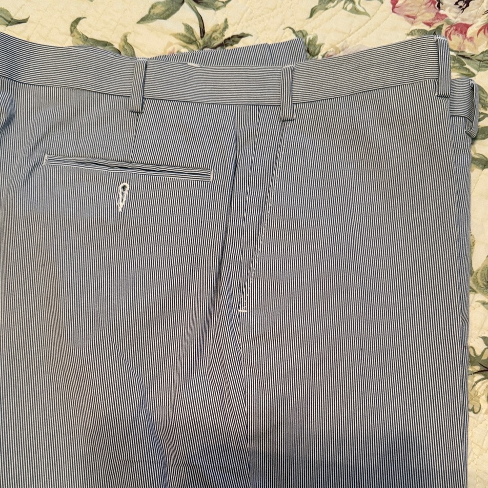 Chaps Blue and White Striped Dress Pants